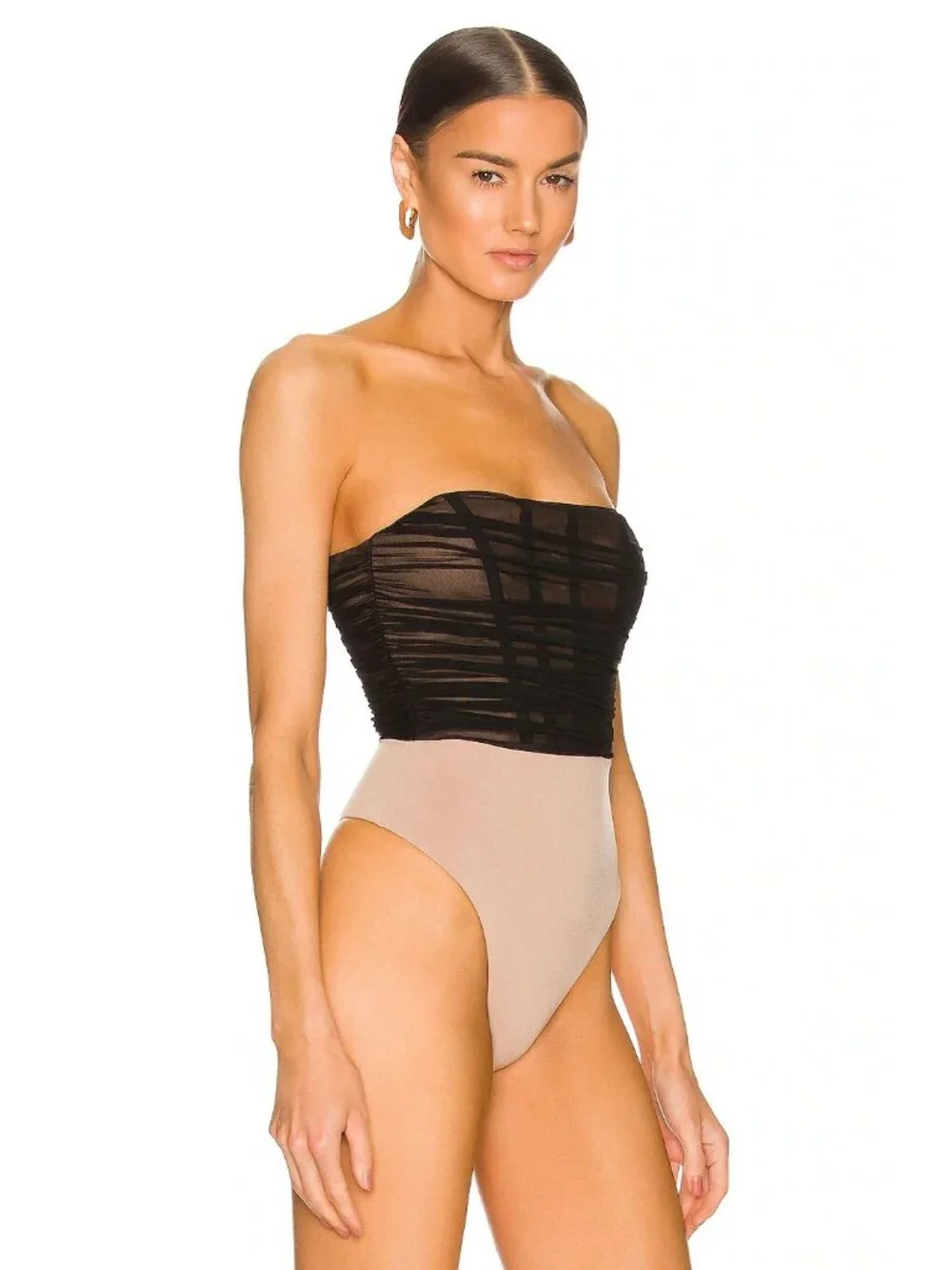 Nookie Eden Bodysuit in Black Strapless Mesh